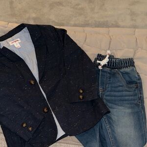 Cat & Jack Navy Blazer and Blue Jeans Outfit